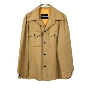 Vintage Sears Outerwear Tan Leisure Disco Button Jacket Blazer Polyester 42 Tall